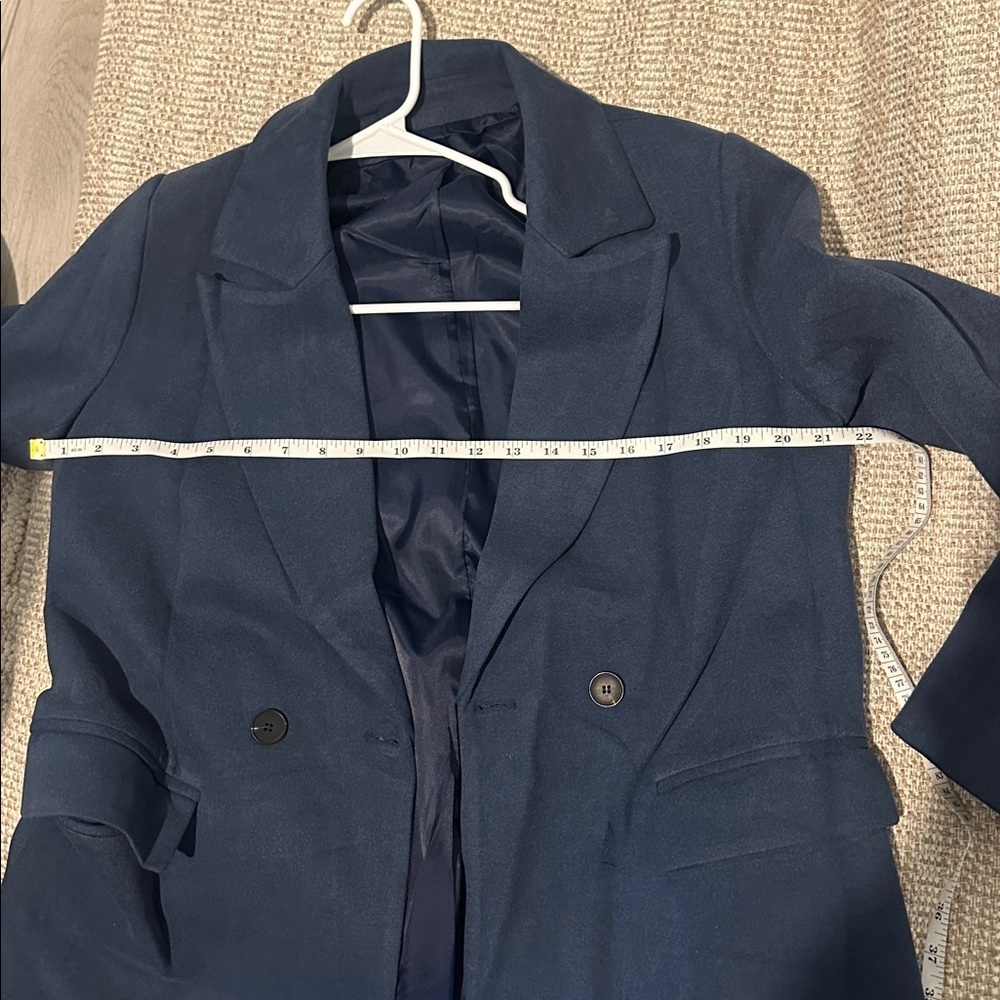 Women's Blue Long Coat - Picture 8 of 10